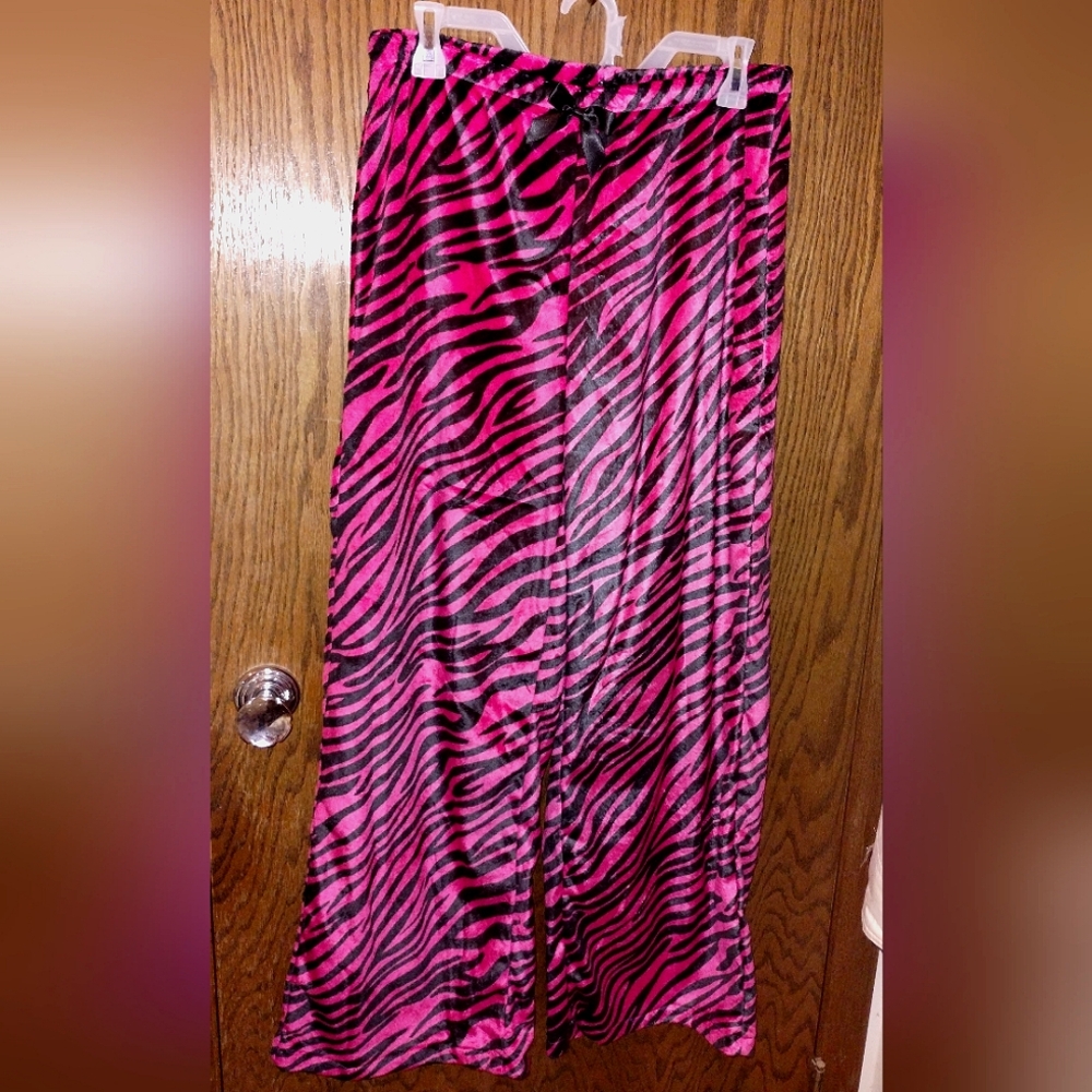 Hot Pink Zebra Print Pants with Bow Accent